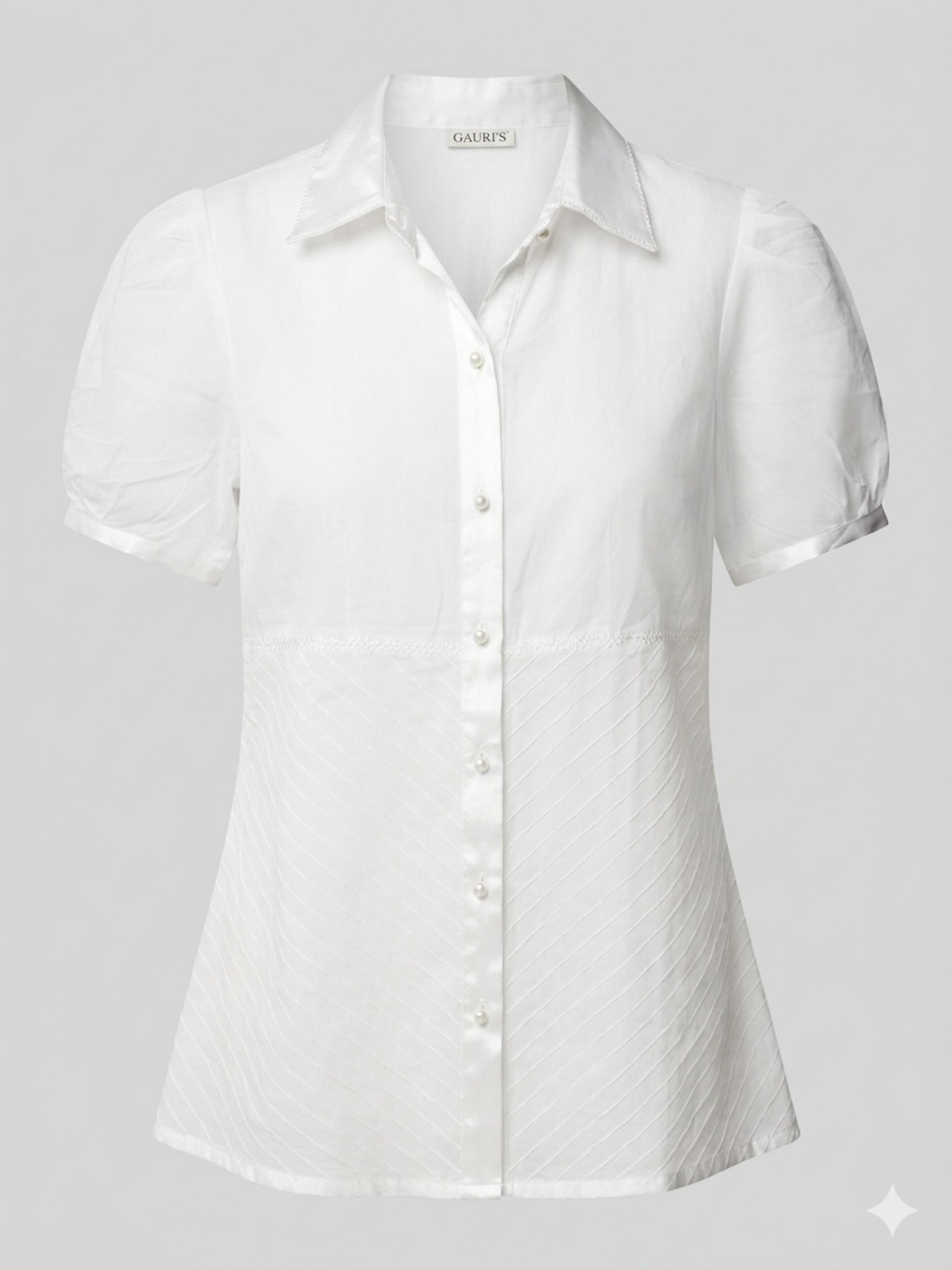 Gauris White Button-Down Short Sleeve Shirt